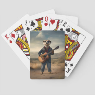 Desert Blues: A Meerkat’s Denim Guitar Jam, Playing Cards