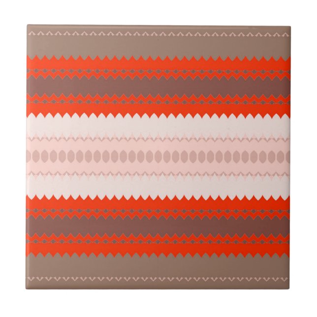 Desert Blush African Terracotta Geometric Ceramic Tile (Front)
