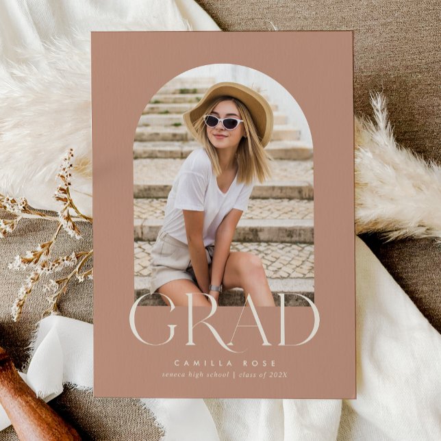 Desert Blush Modern Minimalist Arch Graduation Announcement (Desert Blush Modern Minimalist Arch Graduation Announcement)