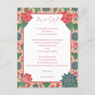Desert Blush Pink Girl Announcement Postcard