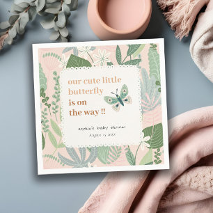 Desert Blush Retro Butterfly Garden Baby Shower Napkin