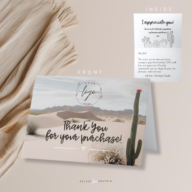 Desert | Boho | Aesthetic | Cactus  Thank You Card (Creator Uploaded)