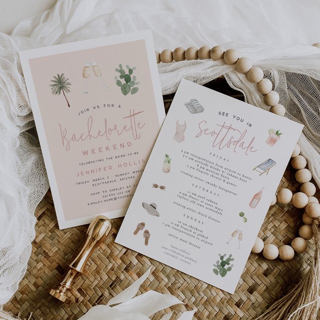 Desert Boho Bachelorette Weekend Itinerary & Invitation (Creator Uploaded)