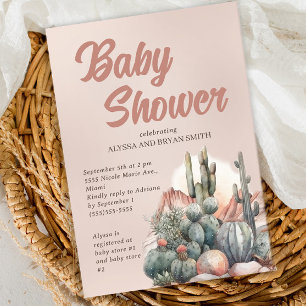 Desert Boho Chic Cactus Terracotta Baby Shower Invitation