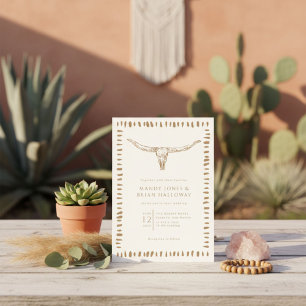 Desert Boho Cow Skull Wedding Invitation
