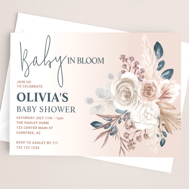 Desert Boho Floral Baby Shower Invitation (Creator Uploaded)
