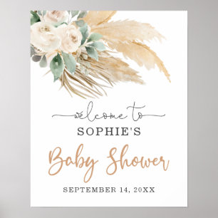 Desert Boho Pampas Grass Baby Shower Welcome sign