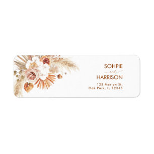 Desert Boho Pampas Grass Terracotta Return Address Label