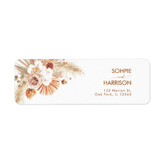 Desert Boho Pampas Grass Terracotta Return Address Return Address Label