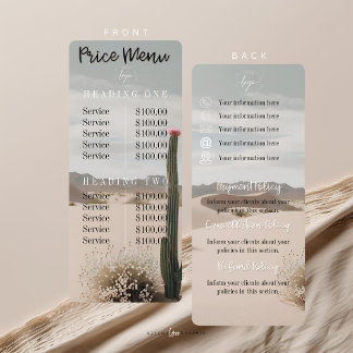 Desert | Boho | Price Menu | Policy Sheet