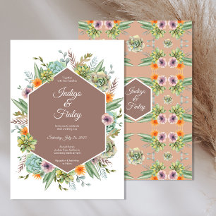 Desert Boho Succulents Cactus Wedding Invitation