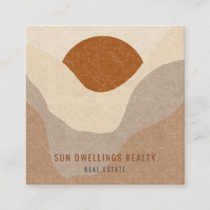 Desert Boho Terracotta Real Estate Square Business Card