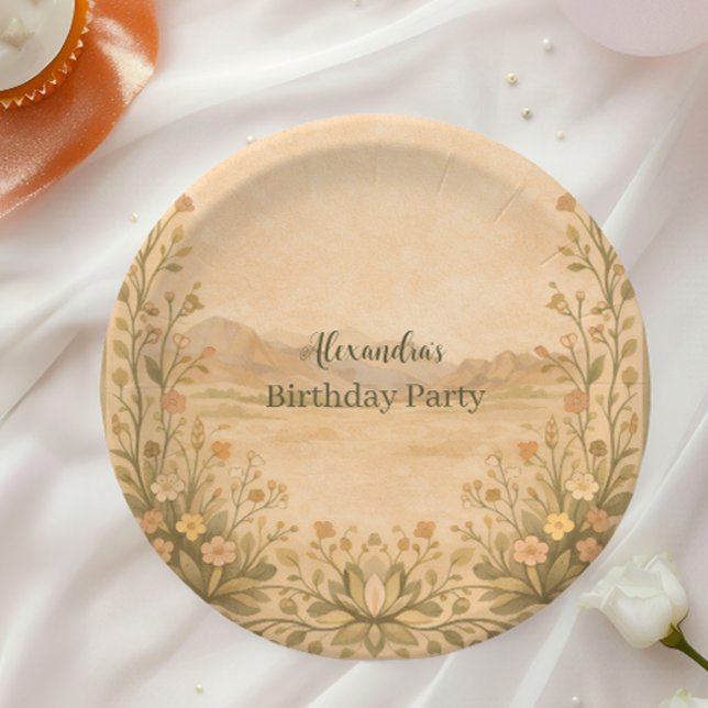 Desert Botanical Birthday Paper Plate (Creator Uploaded)