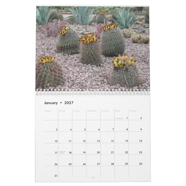 Desert Botanical Garden Calendar (Jan 2027)