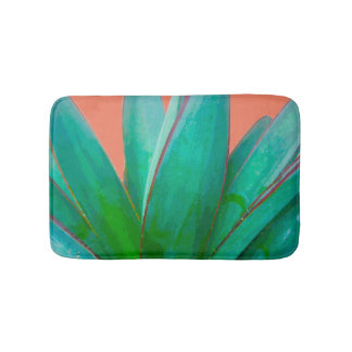 Desert Botanical Green and Peach Succulent Bath Mat