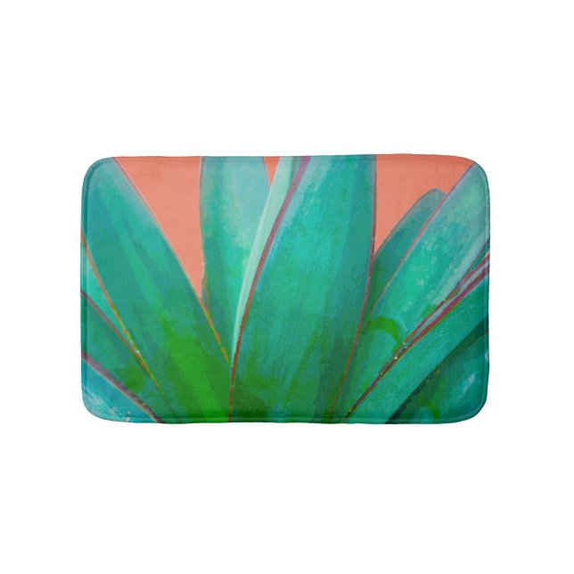 Desert Botanical Green and Peach Succulent Bath Mat (Front)
