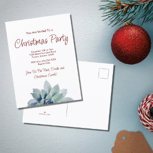 Desert Botanical Succulent Christmas Party   Invitation Postcard