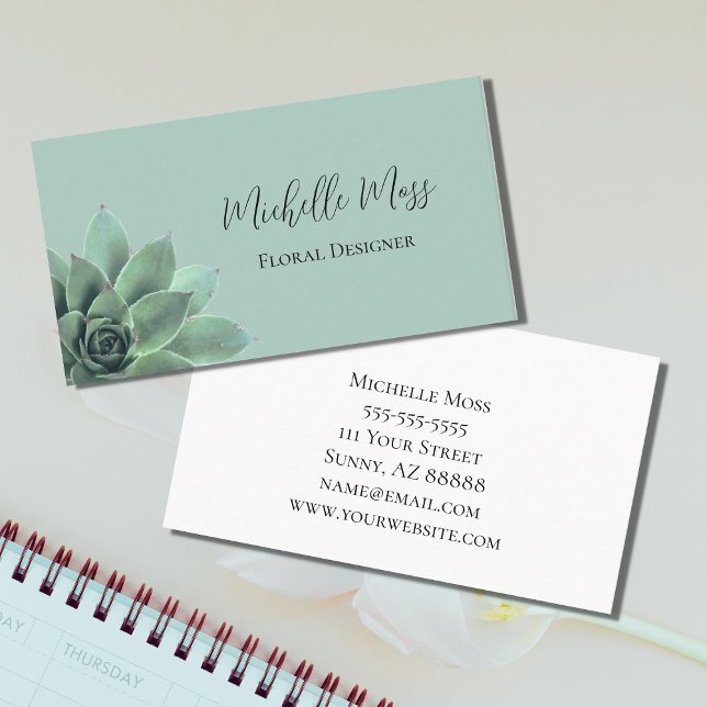 Desert Botanical Succulent Elegant Typography Business Card (Creator Uploaded)