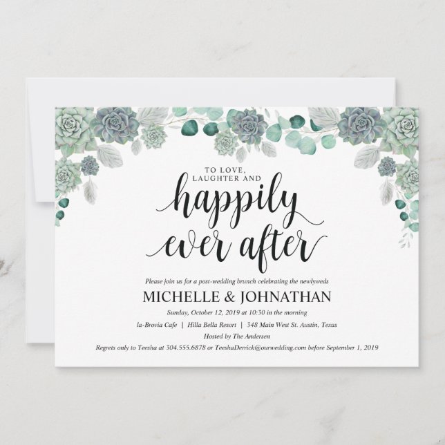 Desert Botanical Wedding Brunch Invitation Card (Front)