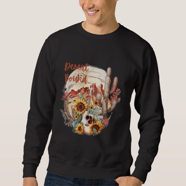 Desert Bound Cactus Scene Sunflowers with Cacti Gr Sweatshirt (Front)