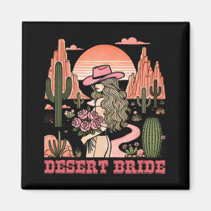 Desert Bride Cactus Landscape Sunset Hat Roses  Magnet