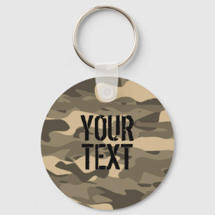 Desert brown camo army camouflage personalized key ring