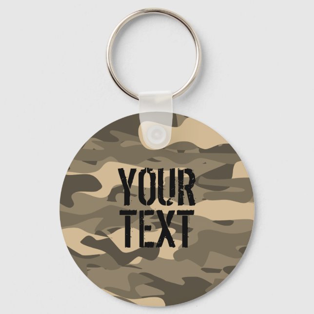 Desert brown camo army camouflage personalized key ring (Front)