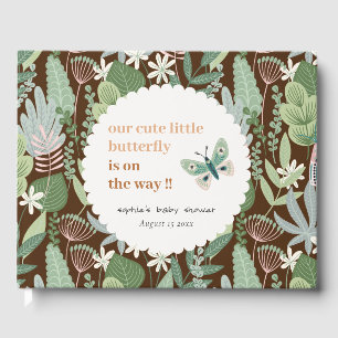 Desert Brown Retro Butterfly Garden Baby Shower Guest Book