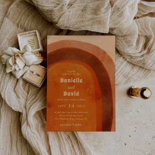 Desert Burnt Orange Boho Arch Modern Wedding Invitation