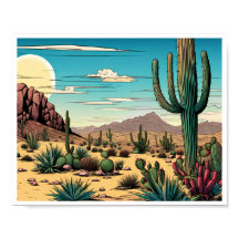 Desert Butte Mesa Graphic Art Landscape