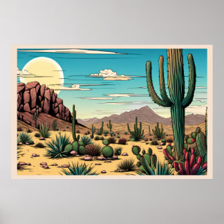 Desert Butte Mesa Graphic Art Landscape Poster