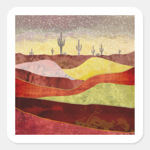 Desert Cacti Landscape Square Sticker