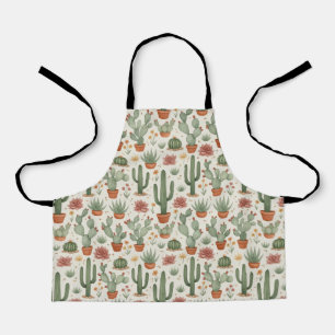 Desert Cacti Succulent Seamless Pattern Apron