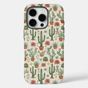 Desert Cacti Succulent Seamless Pattern iPhone 16 Pro Case