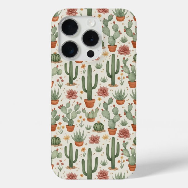 Desert Cacti Succulent Seamless Pattern Case-Mate iPhone Case (Back)