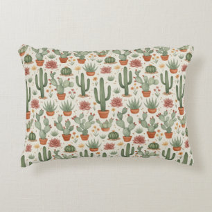 Desert Cacti Succulent Seamless Pattern Decorative Cushion