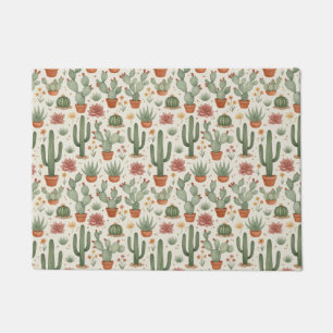Desert Cacti Succulent Seamless Pattern Doormat