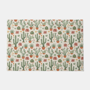 Desert Cacti Succulent Seamless Pattern Doormat