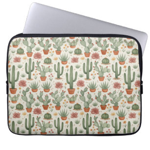 Desert Cacti Succulent Seamless Pattern Laptop Sleeve