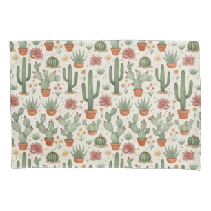 Desert Cacti Succulent Seamless Pattern Pillowcase
