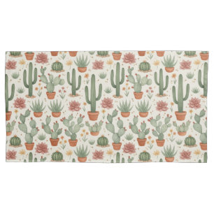 Desert Cacti Succulent Seamless Pattern Pillowcase
