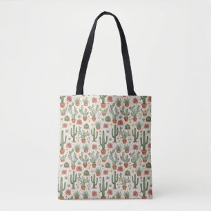 Desert Cacti Succulent Seamless Pattern Tote Bag