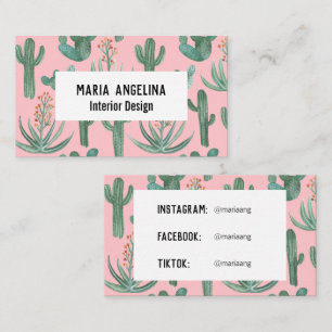 Desert Cactus and Succulents Watercolor Design Business Card