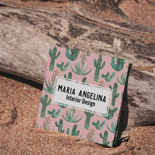 Desert Cactus and Succulents Watercolor Girly Cute Square Business Card