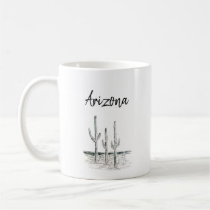 Desert Cactus Arizona Southwest Black White  Coffee Mug