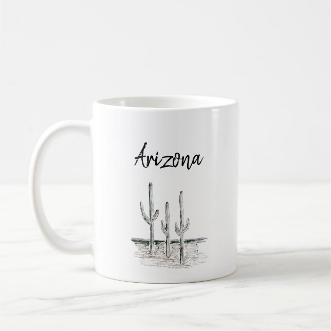 Desert Cactus Arizona Southwest Black White  Coffee Mug (Left)