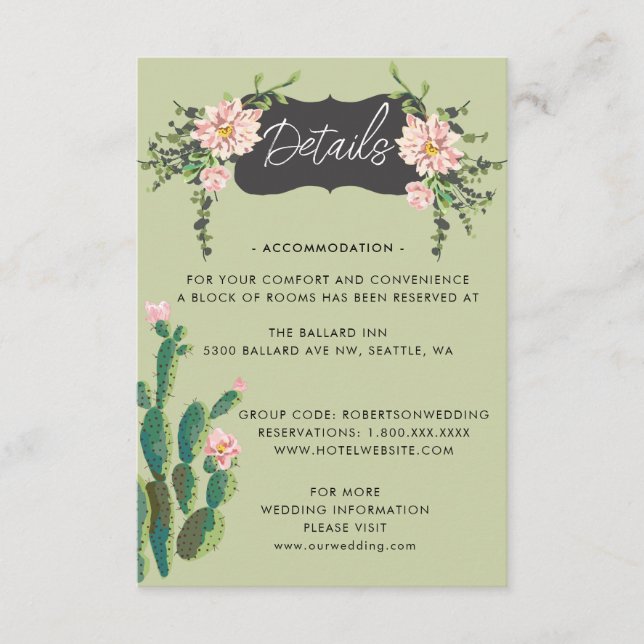 Desert Cactus Bloom Details  Enclosure Card (Front)
