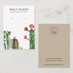 DESERT CACTUS BLUSH FOLIAGE STUD EARRING DISPLAY BUSINESS CARD