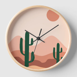 Desert cactus boho art  clock