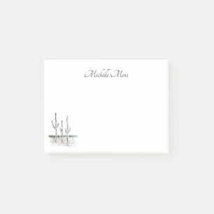 Desert Cactus Botanical Black White Post-it Notes
